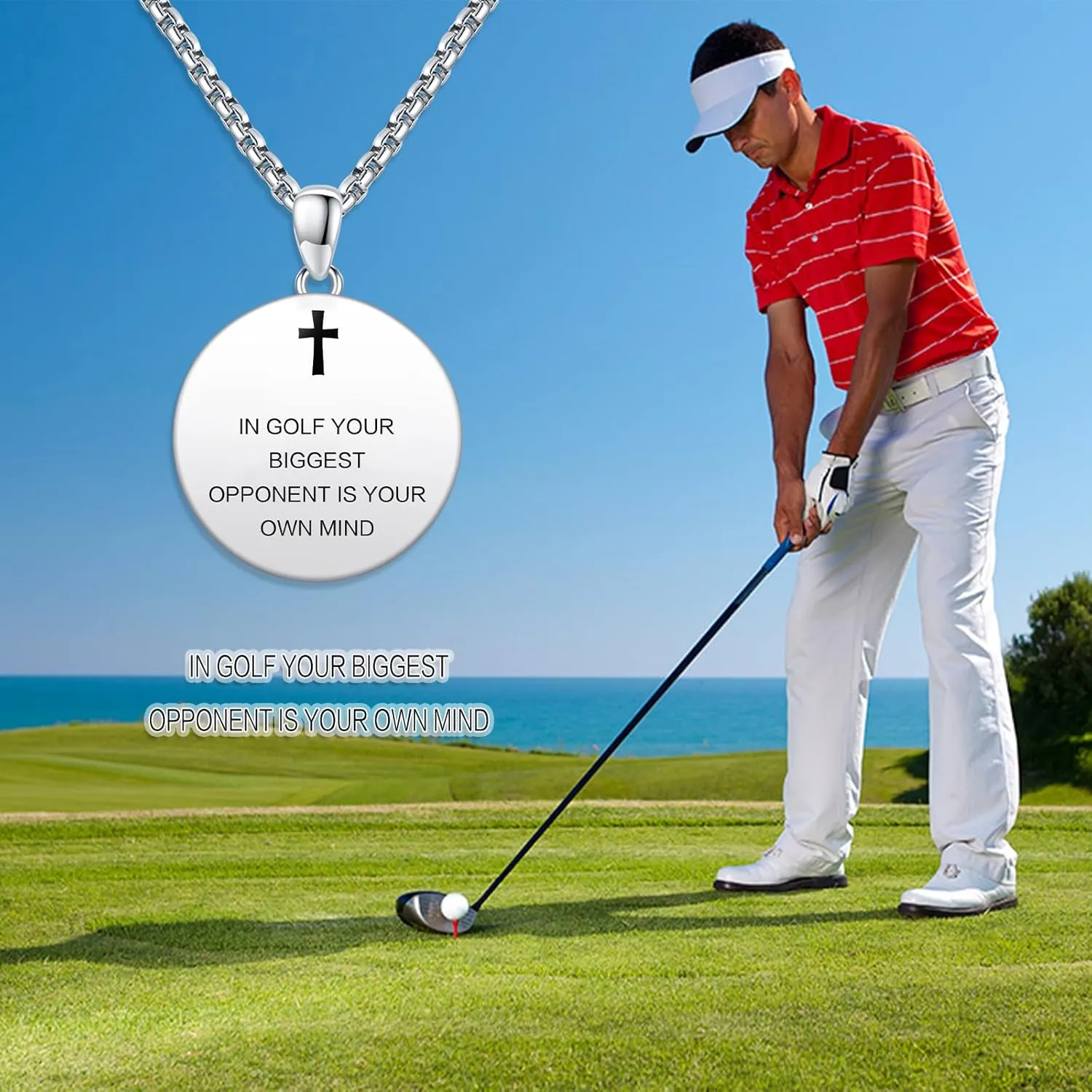 925 Sterling Silver Athlete Protect Pendant Sport Necklace with Stainless Steel Chain