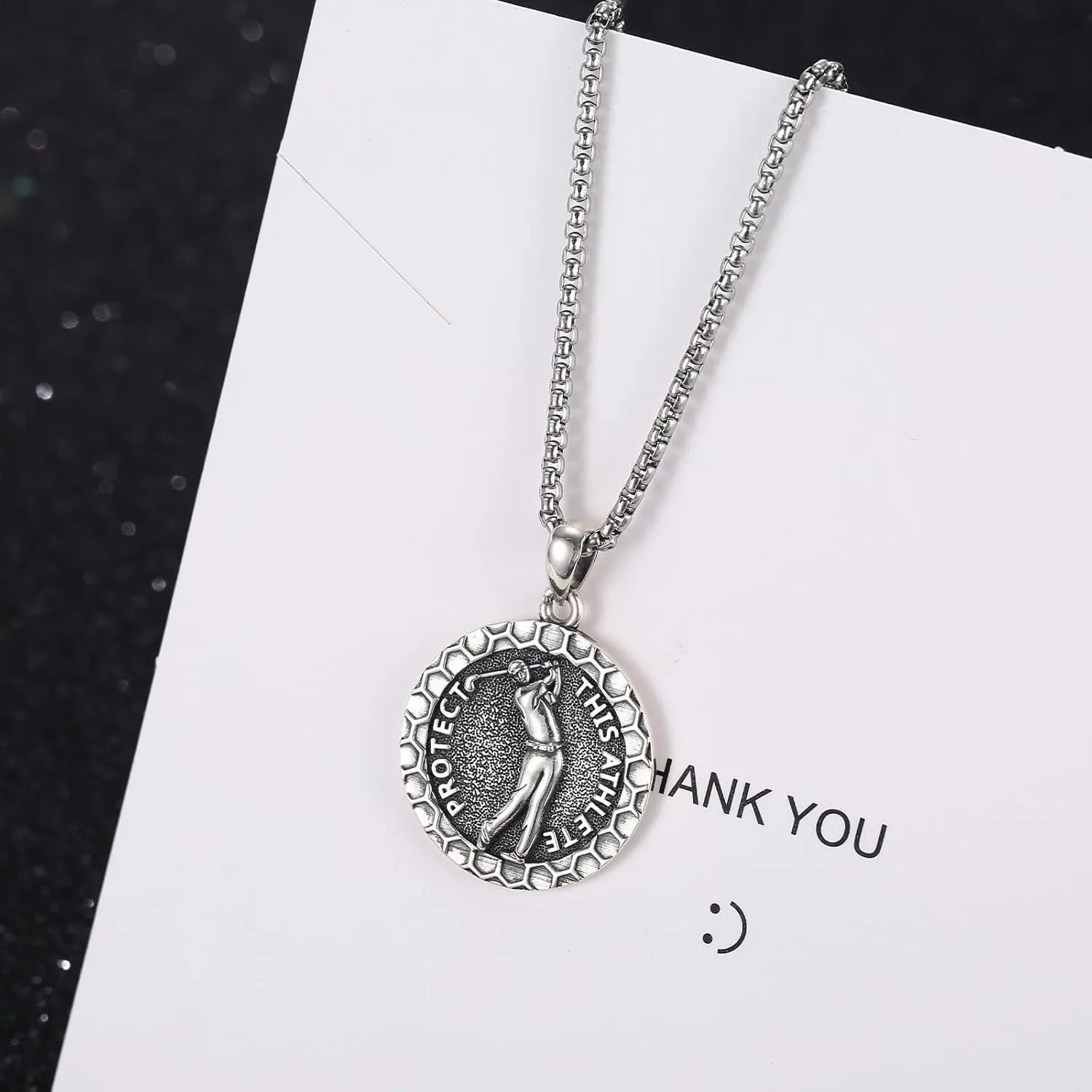 925 Sterling Silver Athlete Protect Pendant Sport Necklace with Stainless Steel Chain