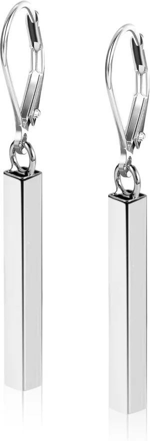 925 Sterling Silver Bar Dangle Drop Earrings for Women, 14K Gold French Style Leverback Dangle Drop Earrings, Hypoallergenic Jewelry