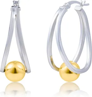 925 Sterling Silver Double Hoop Earrings for Women | Hypoallergenic, Anti-Tarnishing and Lightweight Silver Earrings for Women by MAX   STONE