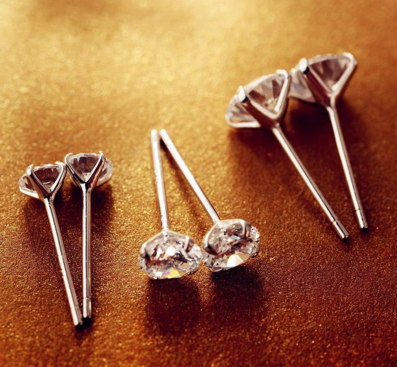 925 Sterling Silver Earrings, Cubic Zirconia Stud Earrings, Diamond Stud Earrings for Women