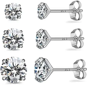 925 Sterling Silver Earrings, Cubic Zirconia Stud Earrings, Diamond Stud Earrings for Women