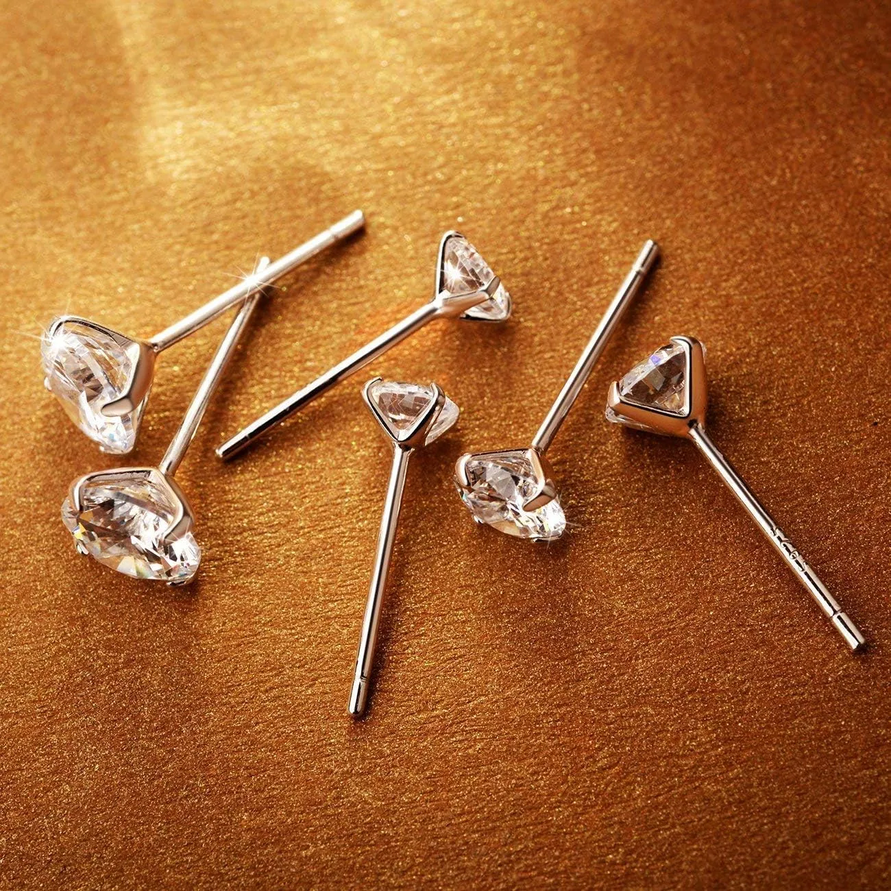 925 Sterling Silver Earrings, Cubic Zirconia Stud Earrings, Diamond Stud Earrings for Women
