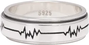 925 Sterling Silver Fidget Spinner Ring for Couples Women Men Rotatable Folding Wedding Band Engraved ECG Anti-Anxiety Stress Relieving Jewelry Birthday Gift