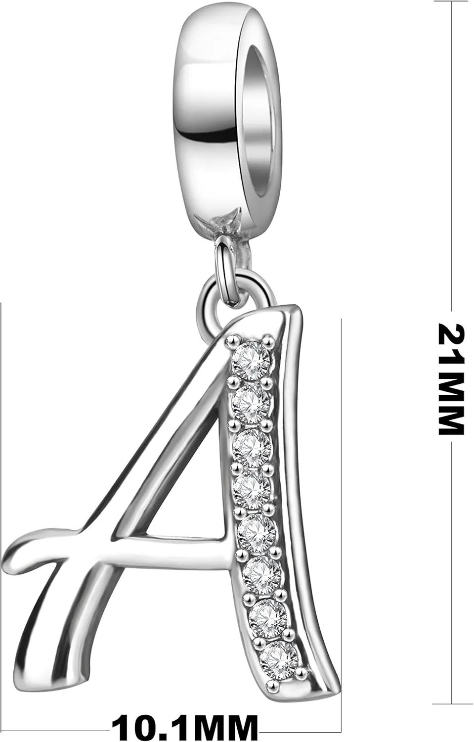 925 Sterling Silver Initial Charms fit Pandora Charms Bracelets Alphabet A-Z Crystal Charm Letter Beads for Women Christmas Mother's Day Valentines Birthday Gift