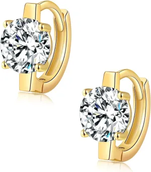 925 Sterling Silver Lightning Shape Hoop Earrings Cubic Zirconia Tiny Huggie Earrings Cartilage Hoops for Women Hypoallergenic Jewerly