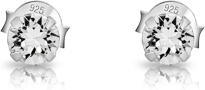 925 Sterling Silver TINY Round Stud Earrings made with Crystals from Swarovski Elements - Diameter: 4 mm