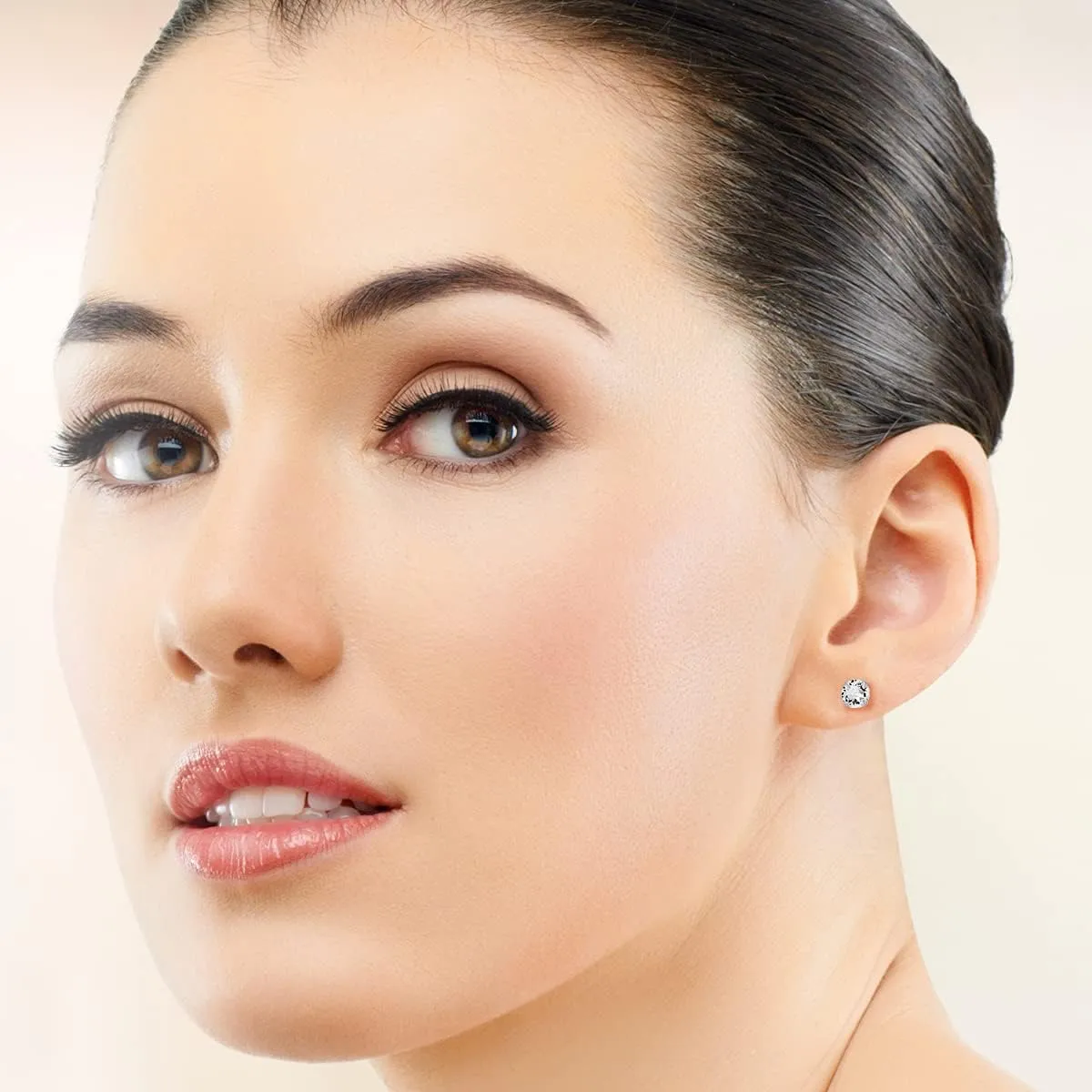 925 Sterling Silver TINY Round Stud Earrings made with Crystals from Swarovski Elements - Diameter: 4 mm