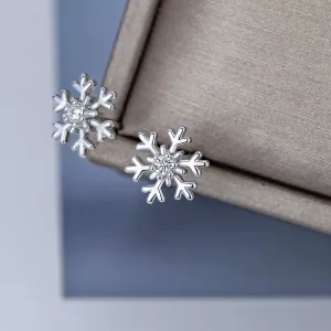 925 Women Sterling Silver Earrings Snowflake earrings Cubic-zirconia Earrings Sensitive Earring for women Hypoallergenic earrings Chrismas earrings Sexy earrings Snowflake stud earrings