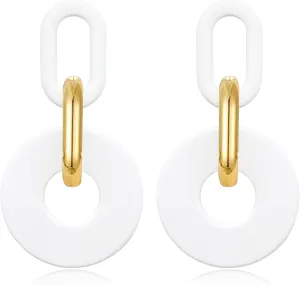 Acrylic Hoop Earrings Long Chain Earrings Minimalist Geometric Dangle Earrings Statement Drop Earrings for Women Girls