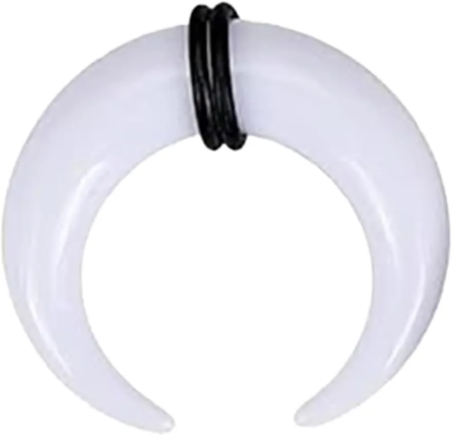 Acrylic White Septum Pincher Tapers 00G 0G 2G 4G 6G 8G 10G 12G 14G Buffalo Horseshoe Stretcher Expander Ear Gauges Nose Piercing