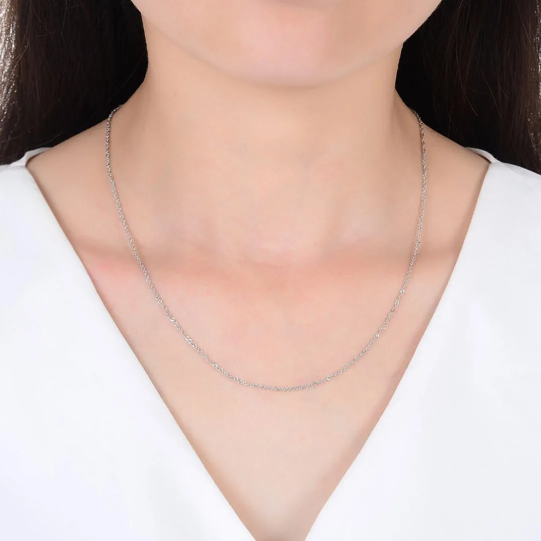 Adabele Solid 925 Sterling Silver White Gold Diamond Cut Singapore Chain Link Necklace 1.2mm 1.4mm Strong Tarnish Resistant Hypoallergenic Nickel Free Jewelry