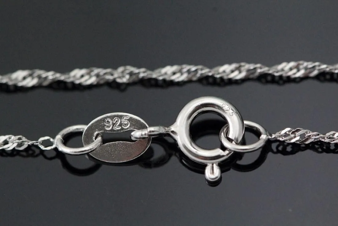 Adabele Solid 925 Sterling Silver White Gold Diamond Cut Singapore Chain Link Necklace 1.2mm 1.4mm Strong Tarnish Resistant Hypoallergenic Nickel Free Jewelry