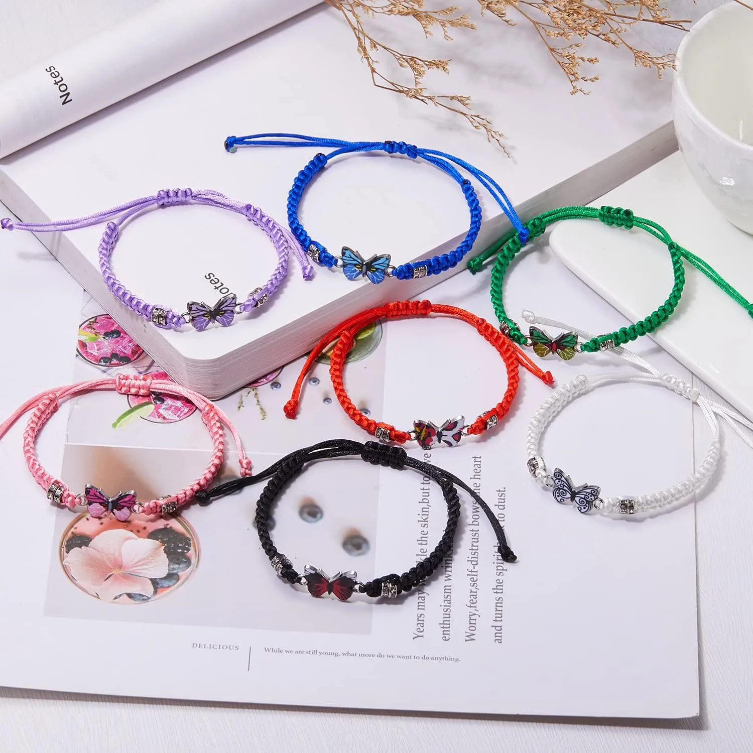 Always Believe in Yourself Butterfly Bracelet - Cute Charm Bracelets for Women, Adjustable Braided Rope, Lucky Friendship Matching Bracelet