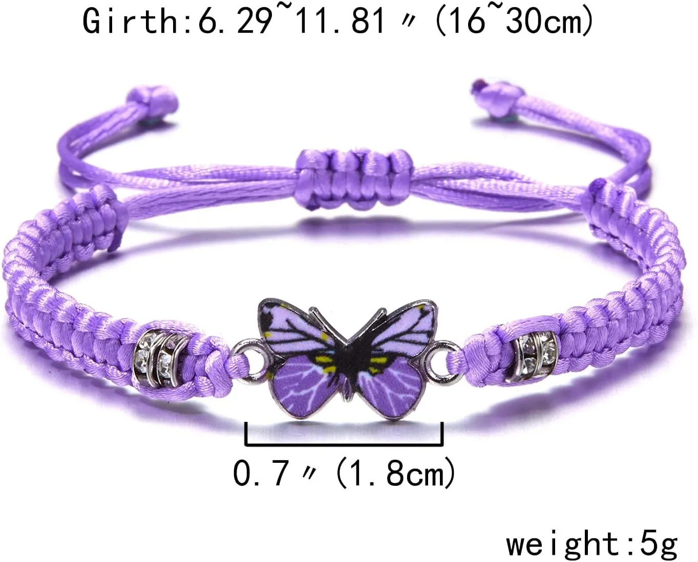 Always Believe in Yourself Butterfly Bracelet - Cute Charm Bracelets for Women, Adjustable Braided Rope, Lucky Friendship Matching Bracelet