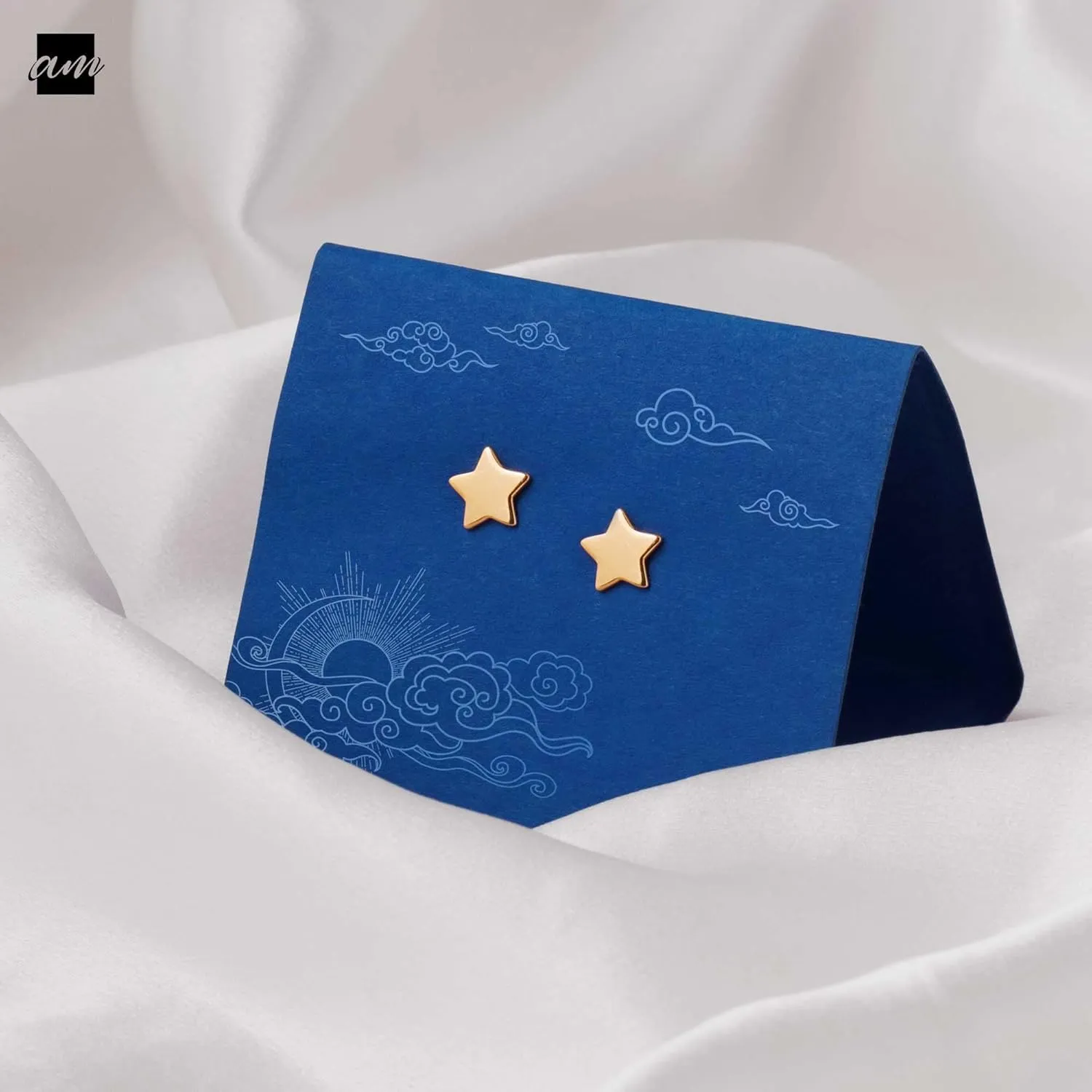 Amberta Women 925 Sterling Silver Celestial Stud Earrings