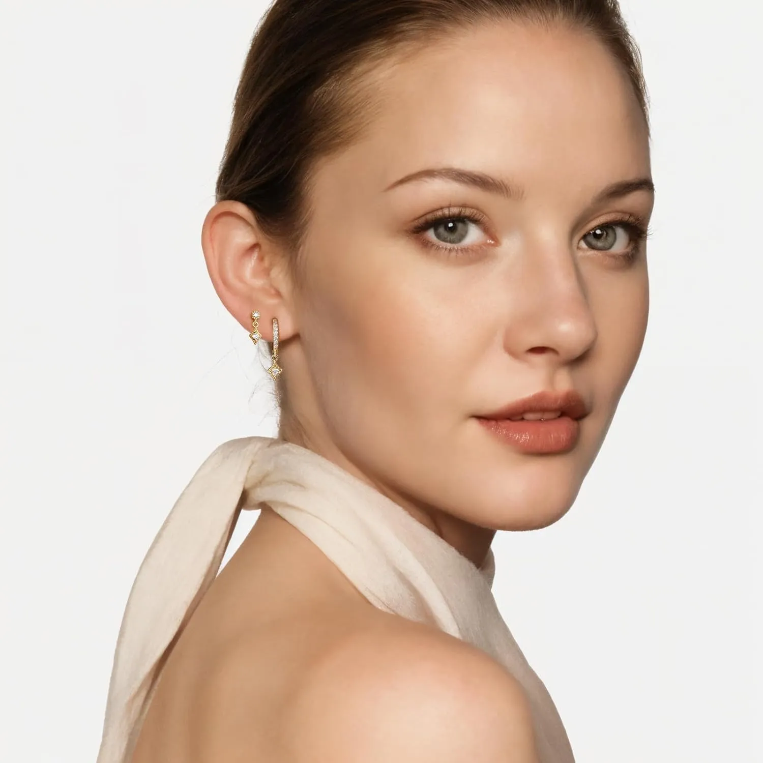 Angelady Gold Hoop Earrings Set for Women, 14K Gold Plated Huggie Earring Trendy, Dainty Hypoallergenic Earring Stacks, Cartilage Small Stud Dangle Earrings multiple piercing, Jewelry Gifts 3 Pairs