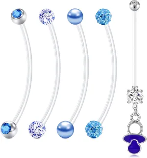 Anicina 14G Flexible Clear Acrylic Pregnancy Belly Button Ring Personalized Dangle Pregnancy Maternity Belly Rings 22/25/32/35/38mm
