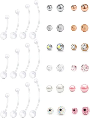 Anicina 14G Flexible Clear Acrylic Pregnancy Belly Button Ring Personalized Dangle Pregnancy Maternity Belly Rings 22/25/32/35/38mm