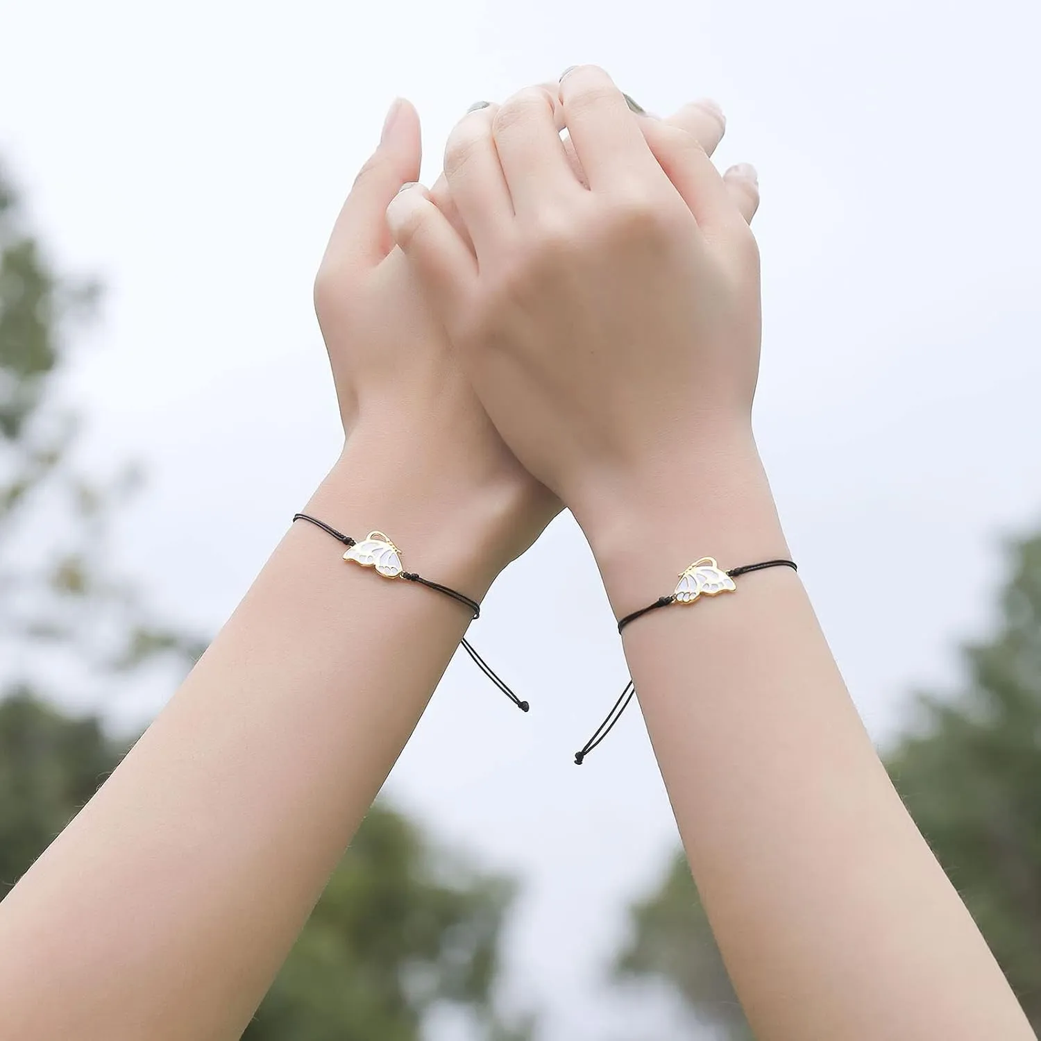 Apsvo Best Friends Friendship Bracelets for 2, BFF Long Distance Matching Butterfly Bracelets Friendship Gifts for Women Friends Birthday Jewelry Gift