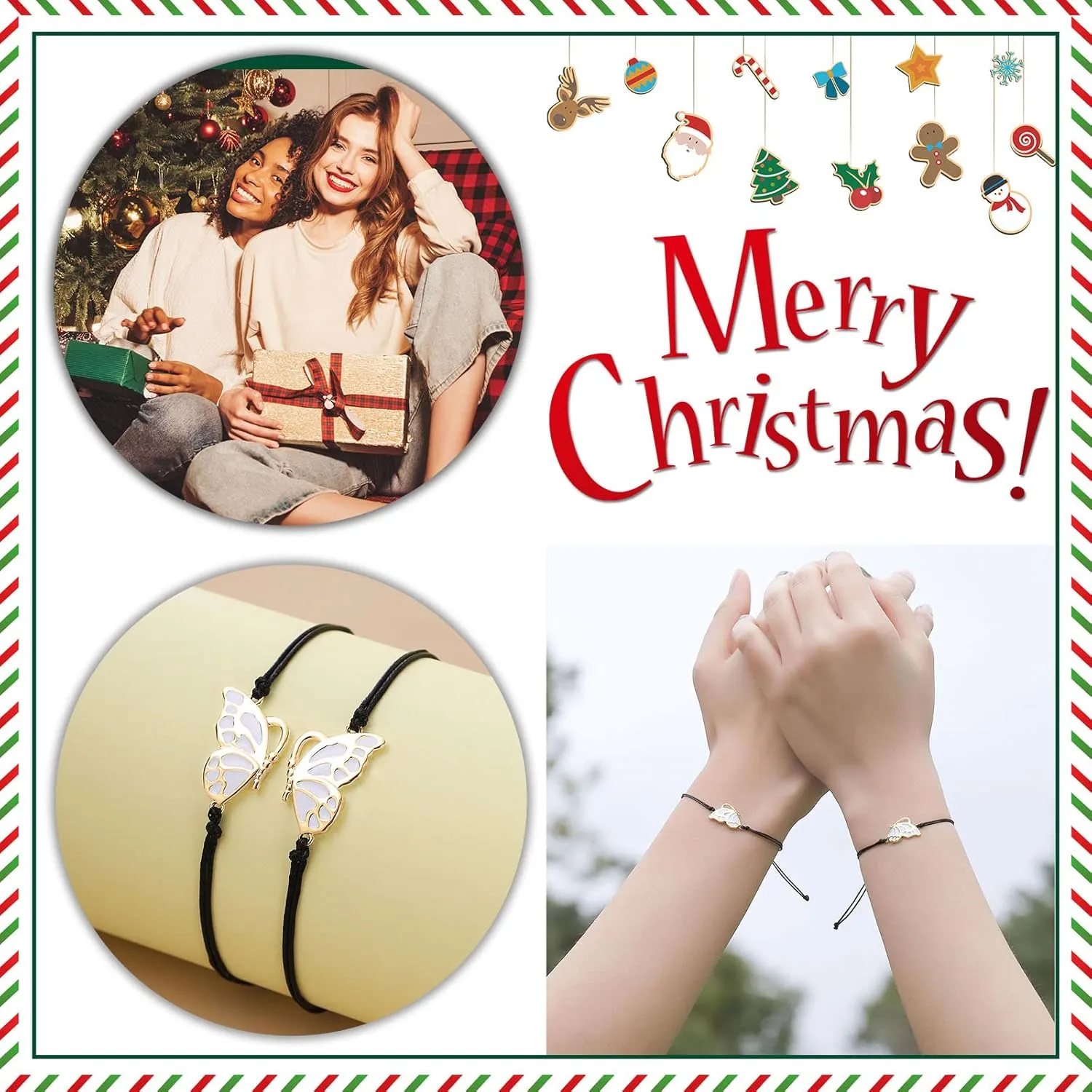 Apsvo Best Friends Friendship Bracelets for 2, BFF Long Distance Matching Butterfly Bracelets Friendship Gifts for Women Friends Birthday Jewelry Gift