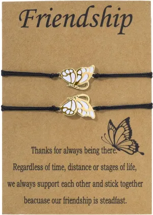 Apsvo Best Friends Friendship Bracelets for 2, BFF Long Distance Matching Butterfly Bracelets Friendship Gifts for Women Friends Birthday Jewelry Gift