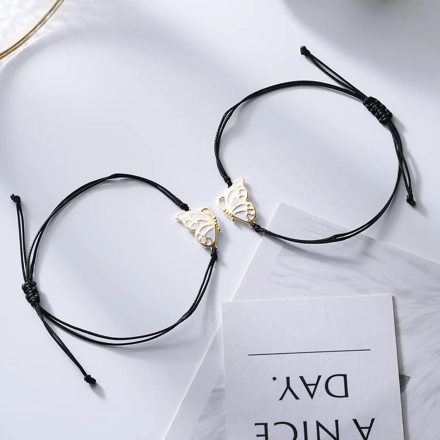 Apsvo Best Friends Friendship Bracelets for 2, BFF Long Distance Matching Butterfly Bracelets Friendship Gifts for Women Friends Birthday Jewelry Gift