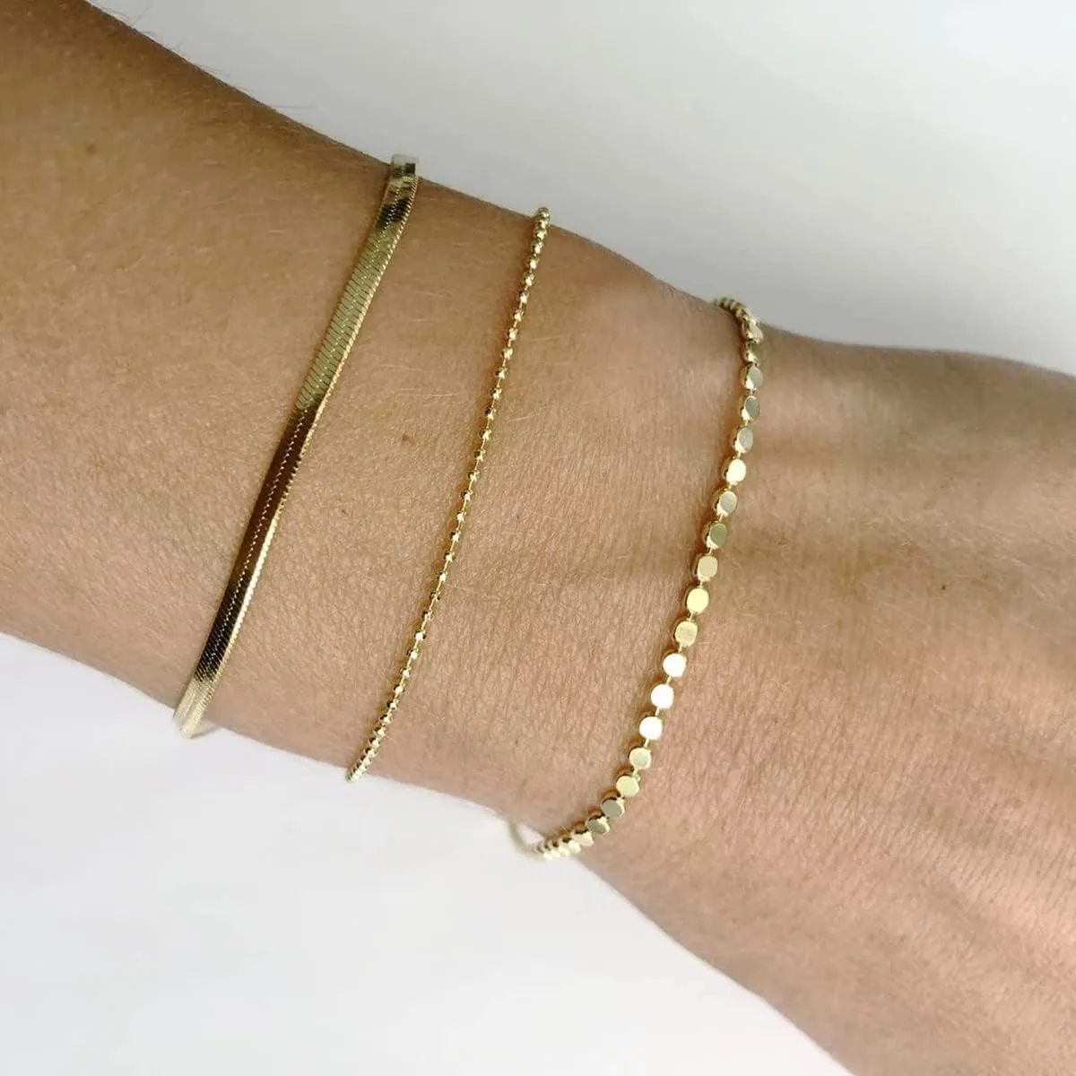 ASCOMY Bracelet for Women Gold Bracelets for Girls Dainty Paperclip Herringbone Bracelet Layered Rope Chain Bracelet Set