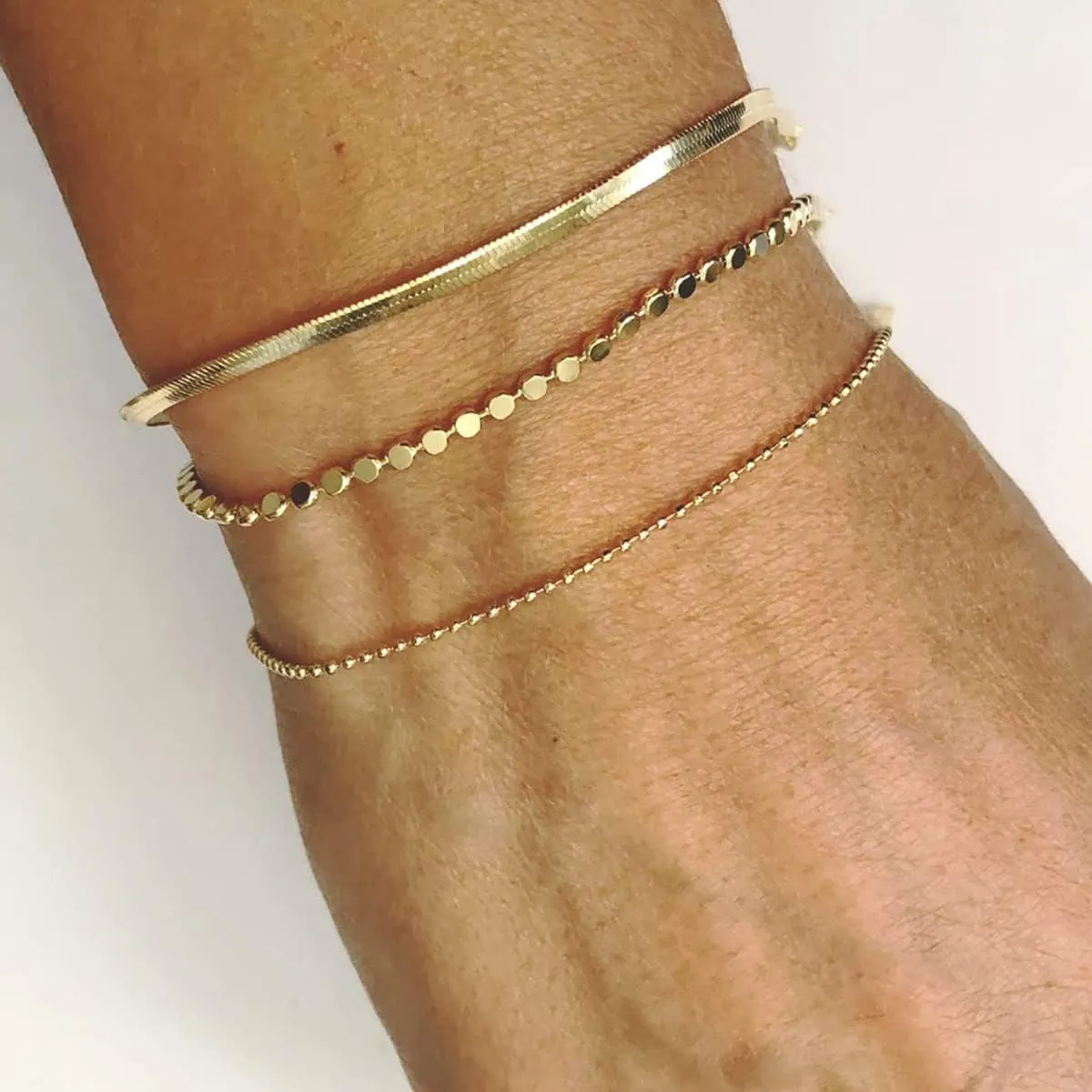 ASCOMY Bracelet for Women Gold Bracelets for Girls Dainty Paperclip Herringbone Bracelet Layered Rope Chain Bracelet Set