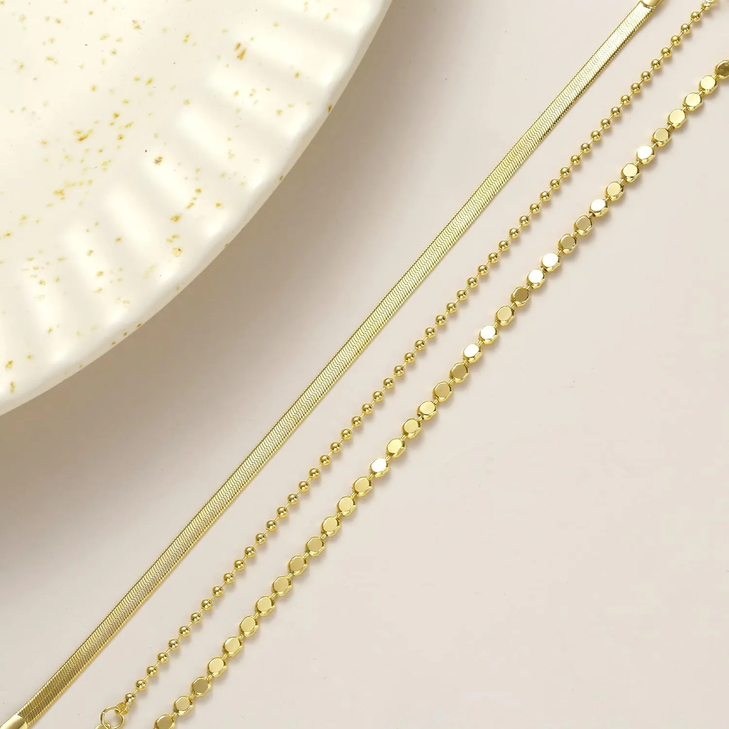ASCOMY Bracelet for Women Gold Bracelets for Girls Dainty Paperclip Herringbone Bracelet Layered Rope Chain Bracelet Set