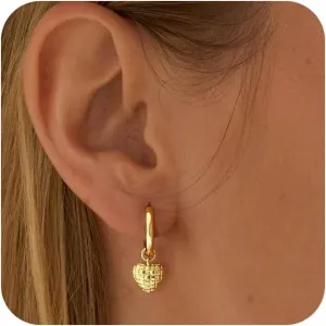ASCOMY Gold Earrings for Women Dainty Stud Earrings 14K Gold/Silver Plated Heart Earring Cute Star Stud Earring Gold Minimalist Jewelry Gifts for Her