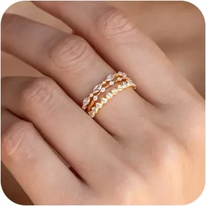 ASCOMY Gold Rings for Women Non Tarnish Stackable Ring Set Dainty 14K Gold/Silver Plated Stacking Rings Cubic Zirconia Thumb Rings Eternity Promise Ring for Her Infinity Wedding Band Ring Size 6-10