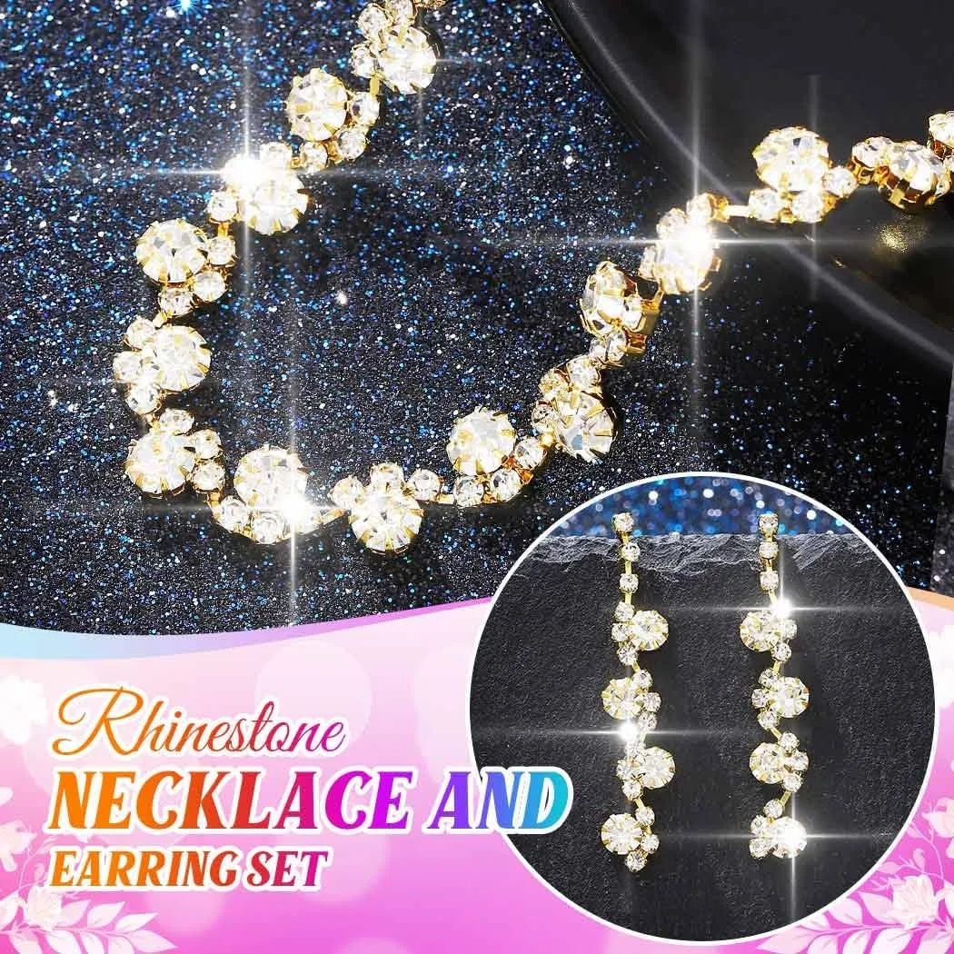 Aukmla Bridal Wedding Jewelry Set Silver Rhinestones Choker Necklaces Earrings Bracelet Sets Prom Jewelry for Women and Brides