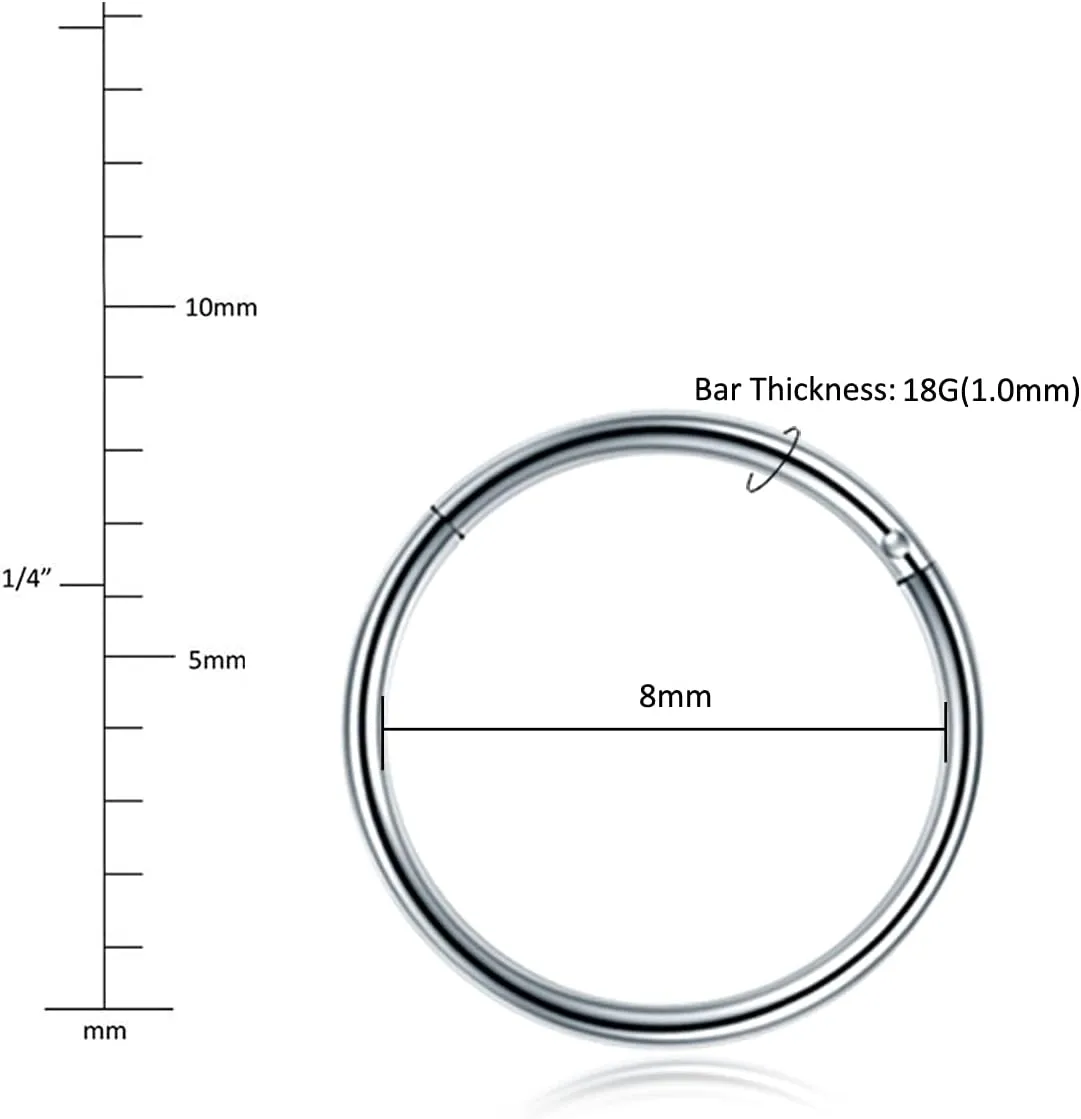 Aumeo 14G 16G 18G 20G Nose Ring Hoop Stainless Steel Hinged Segment Rings Hoops Nose Clicker Ring Tragus Helix Cartilage Daith Rook Earring Piercing Jewelry for Women Men