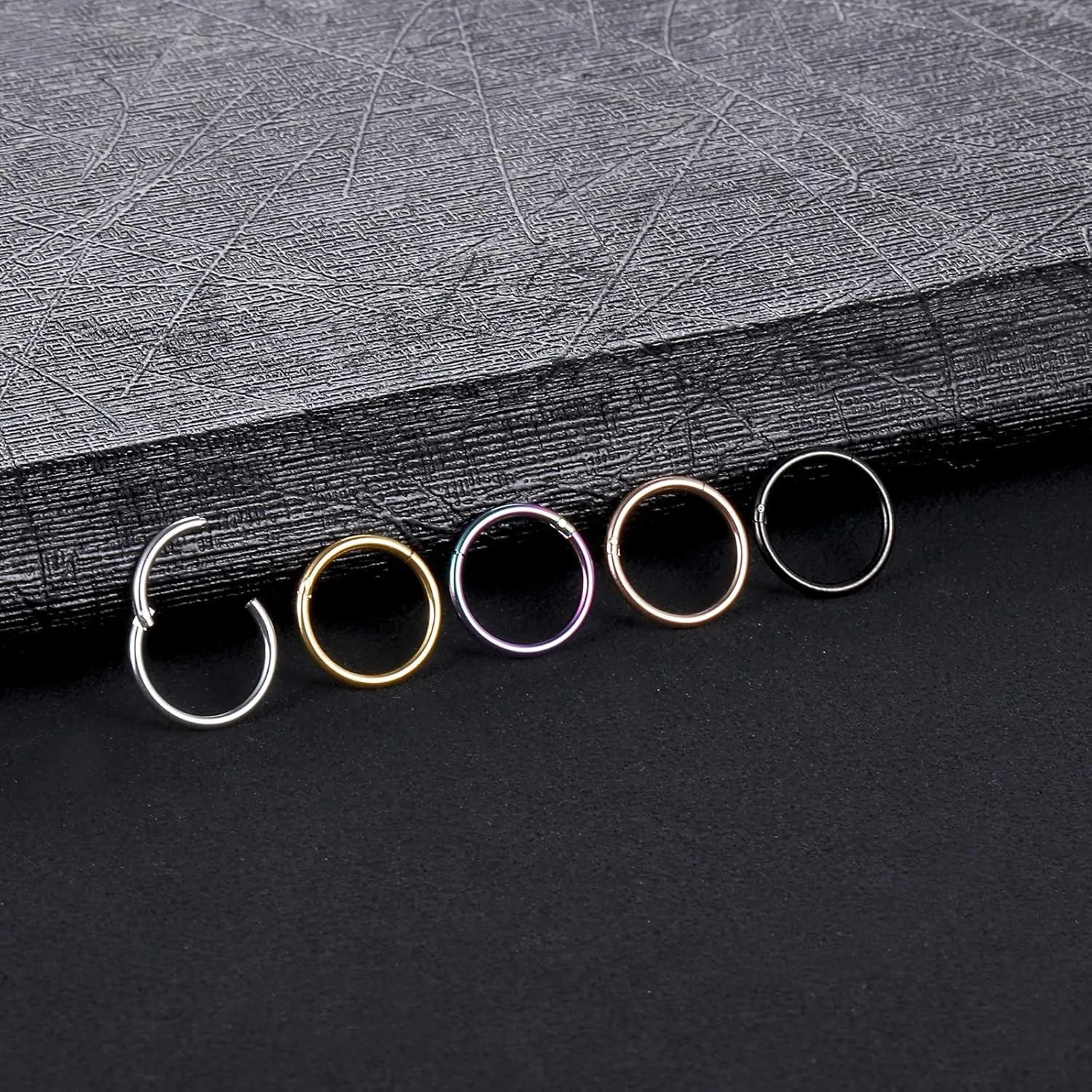 Aumeo 14G 16G 18G 20G Nose Ring Hoop Stainless Steel Hinged Segment Rings Hoops Nose Clicker Ring Tragus Helix Cartilage Daith Rook Earring Piercing Jewelry for Women Men