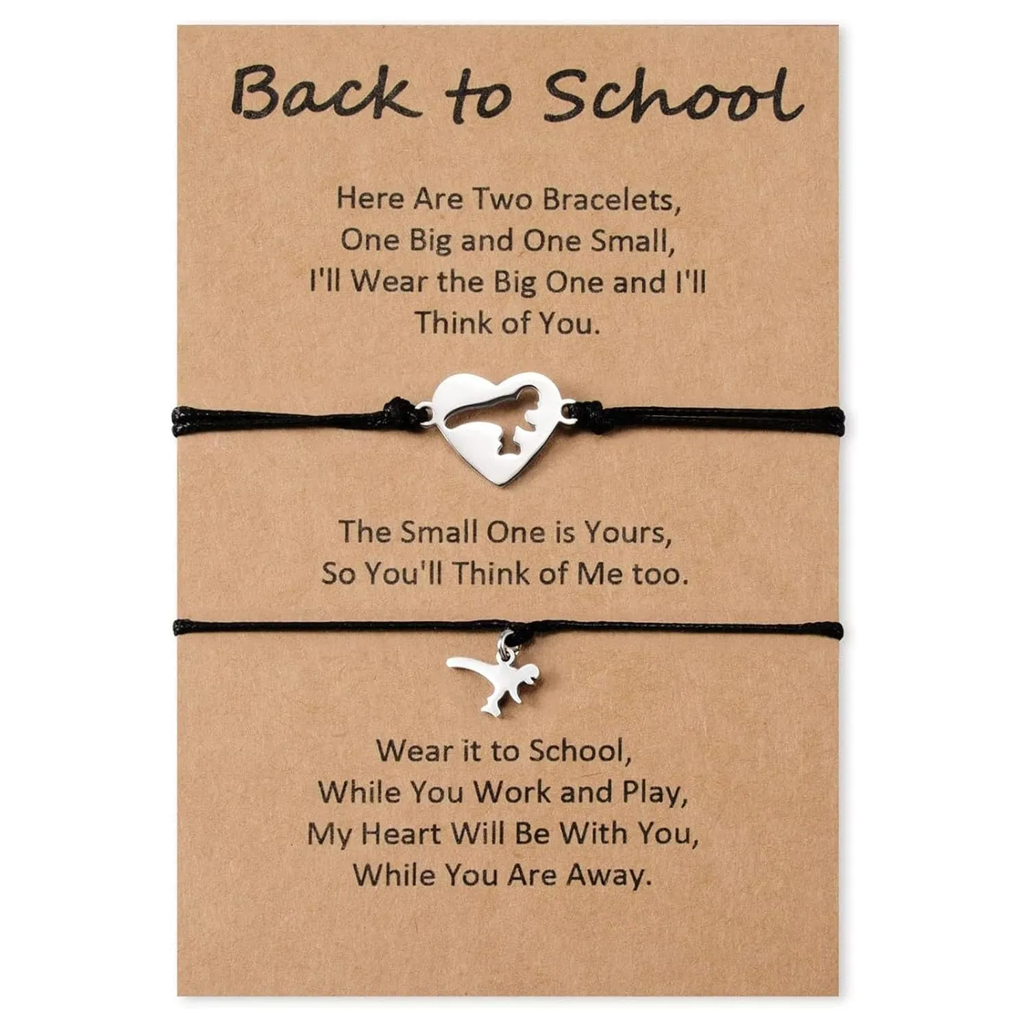 Back to School Bracelet Mommy and Me Bracelet,Matching Bracelets for Daughter Son Girls,Mother Daughter Bracelets One Big and One Small Bracelet(Dinosaur)