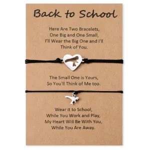 Back to School Bracelet Mommy and Me Bracelet,Matching Bracelets for Daughter Son Girls,Mother Daughter Bracelets One Big and One Small Bracelet(Dinosaur)