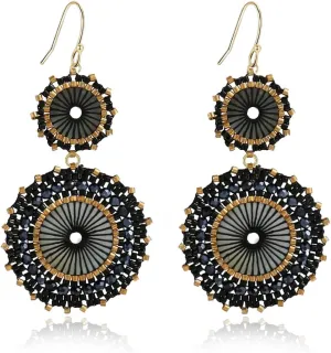 Badu Seed Beaded Circle Beads Earrings Bohemian Dangle Earrings Handmade Bead Fashion Jewelry Drop Earrings for Women