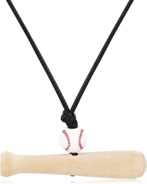Baseball Necklace for Women Sports Team Gift Black Blue Rope