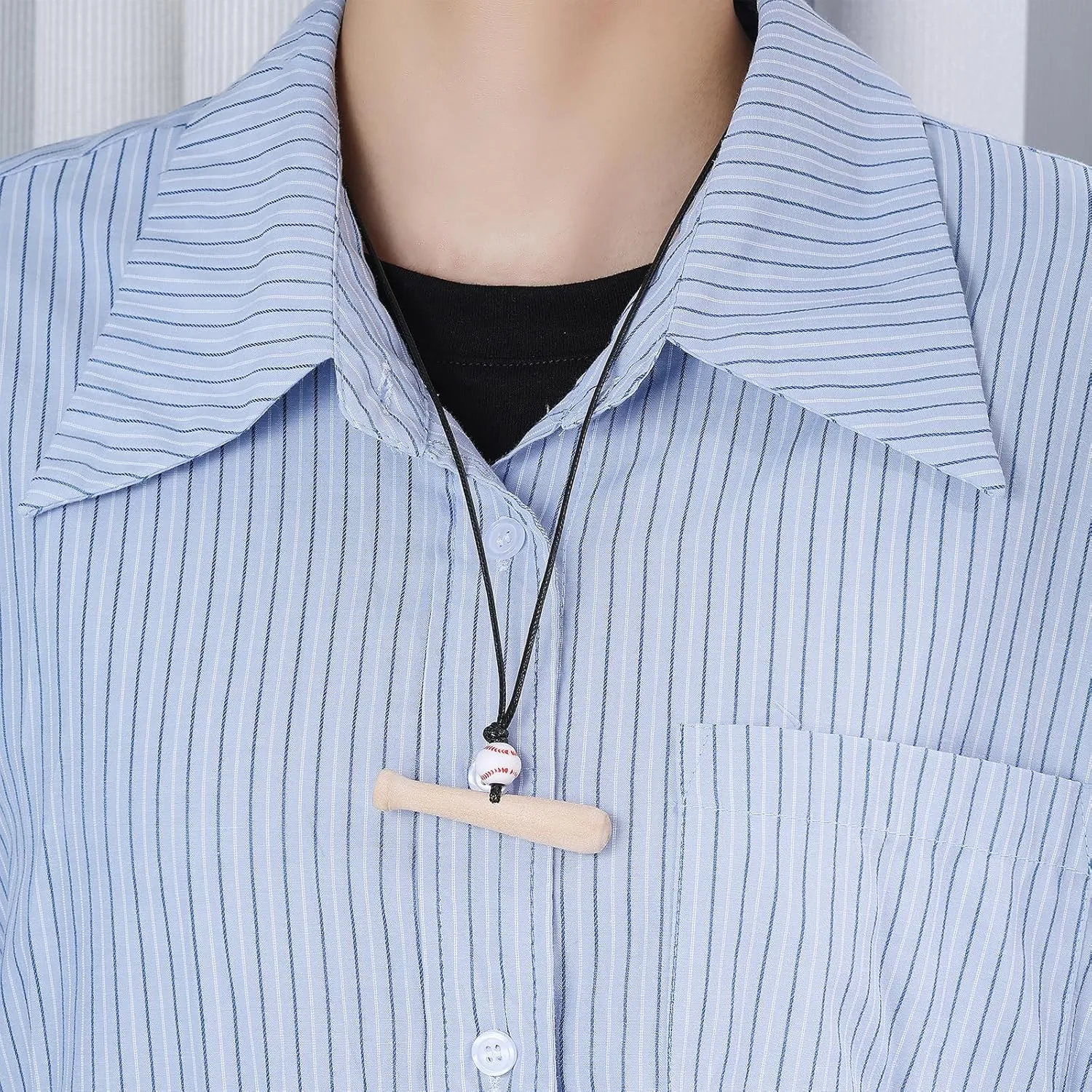 Baseball Necklace for Women Sports Team Gift Black Blue Rope