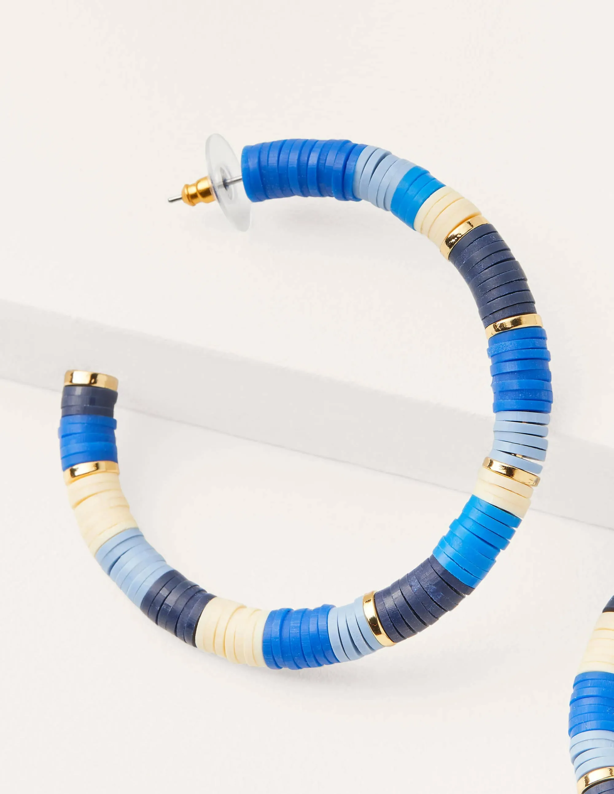Beaded Hoop Earrings-Moroccan Blue