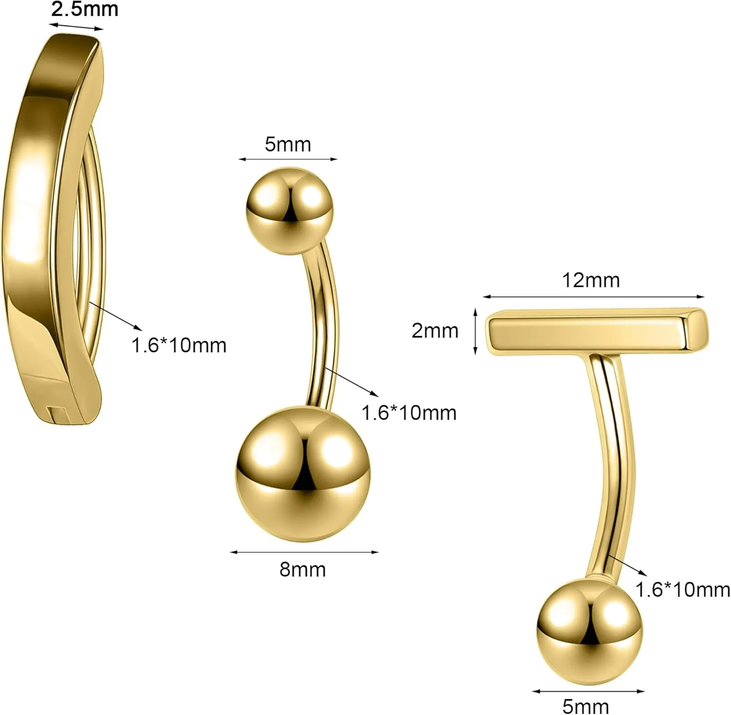 Belly Button Rings: Hypoallergenic Surgical Steel and Gold Clicker Rings