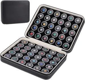 BENECREAT 60 Pcs Closeable Gemstone Collection Storage Box with Foam Insert, 1.2x0.6 Inch Plastic Gem Jars, Display Tray Set for Loose Diamond Collectibles Crystal, Diamond Display Case
