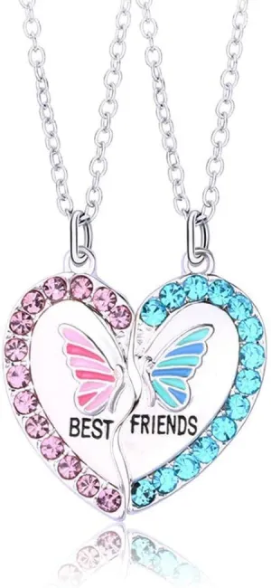 Best Friends Necklace for 2 Magnetic Split Heart Necklaces Set Friendship Gifts BFF Matching Pendant