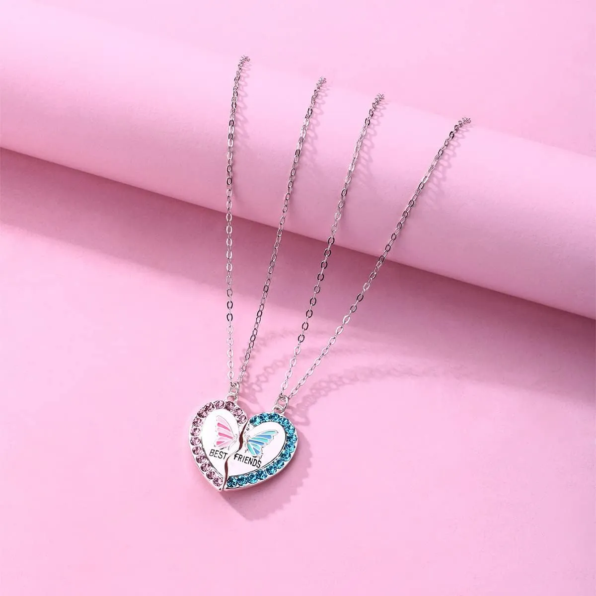 Best Friends Necklace for 2 Magnetic Split Heart Necklaces Set Friendship Gifts BFF Matching Pendant