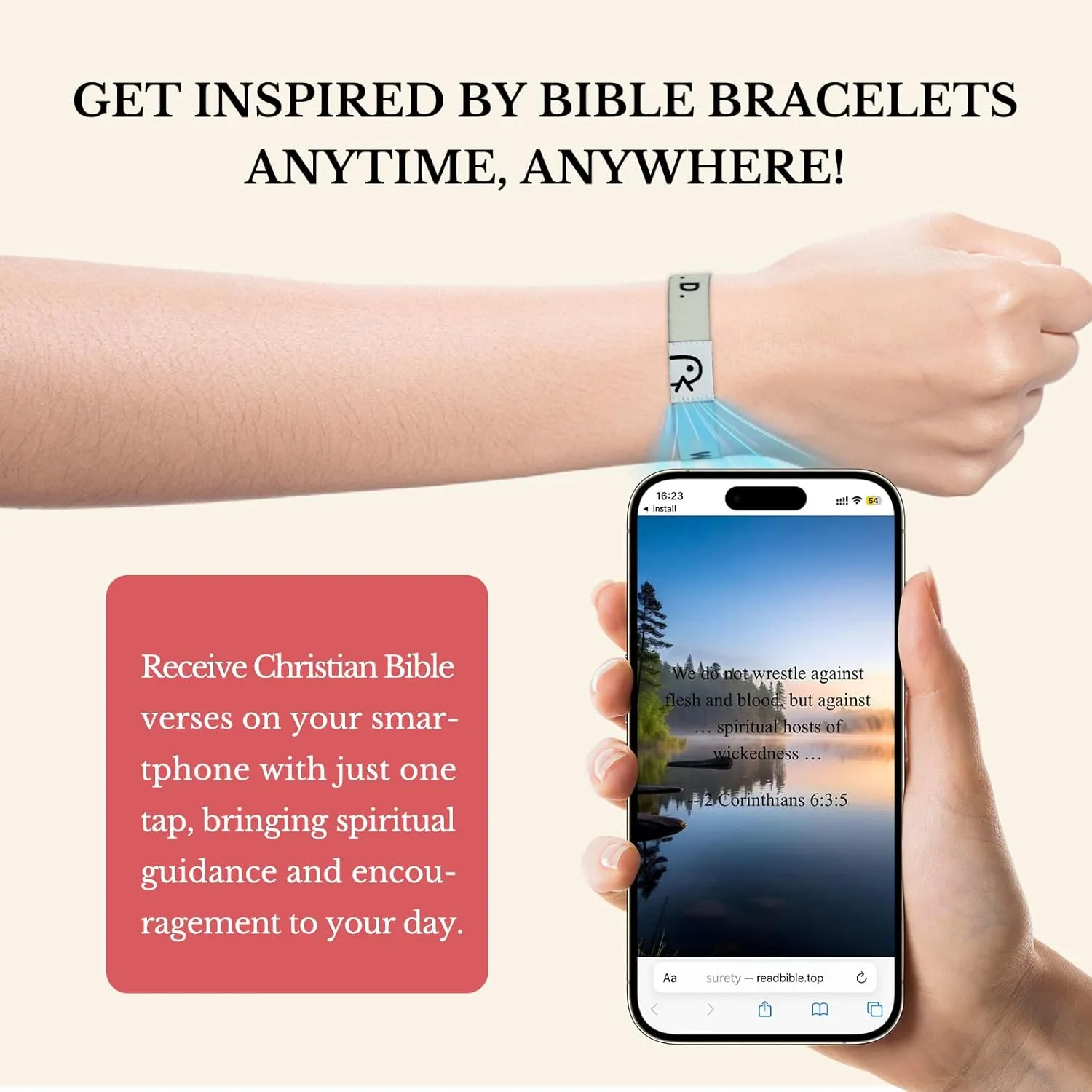 Bible verse bracelets Christian Bracelet Bible Verse Wristbands With NFC Inspirational Daily Bible Verse Bracelets for Women Men Teens Elastic Inspirational Religious Gifts WWJD