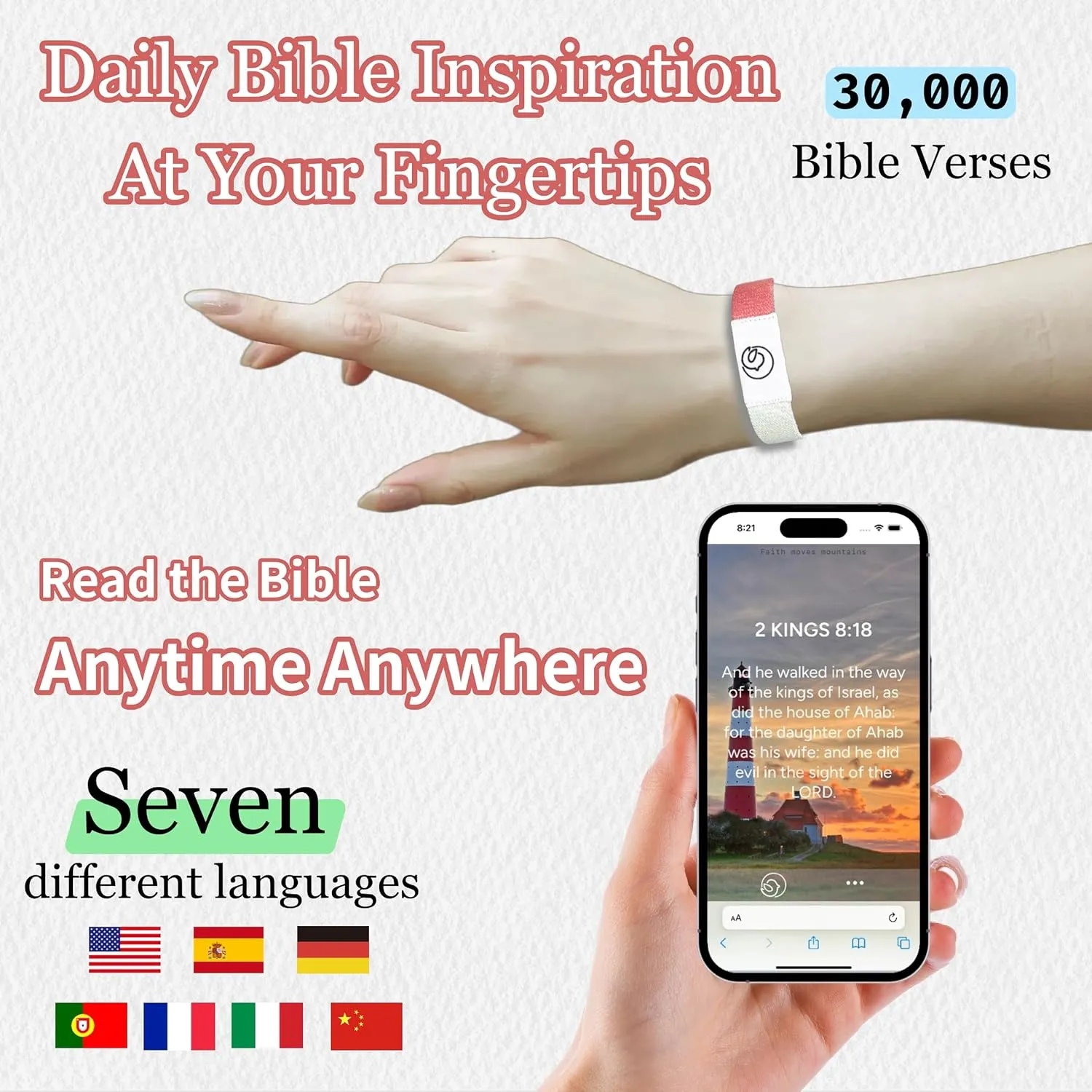 Bible Verse Bracelets, Christian Bracelet With NFC Scripture Bracelets, Inspirational Daily Bible Verse Bracelet, God Jesus Religious Gifts for Women Men Teens
