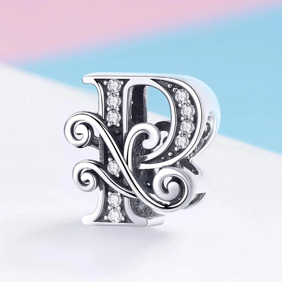 BISAER 925 Sterling Silver Initial Letter A-Z Charms for Bracelets Alphabet Beads Charm Jewelry Gifts