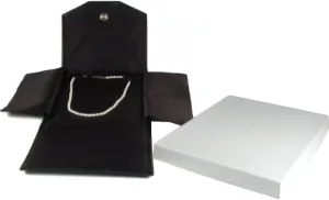 Black Leather Satin Necklace Jewelry Travel Folder Display Case