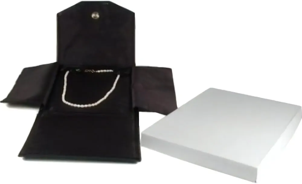 Black Leather Satin Necklace Jewelry Travel Folder Display Case